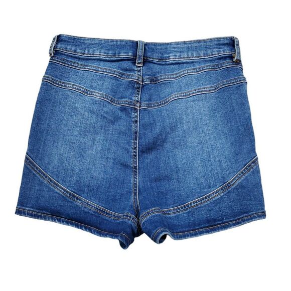 Asos High Rise Lift and Contour Jean Shorts Mid Blue Stretch US 6 UK 10 Shortie - Picture 3 of 11